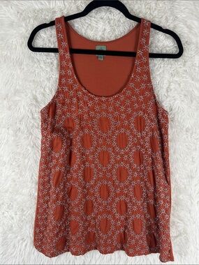 HWR Anthropologie Rust Floral Embroidered Tank Top